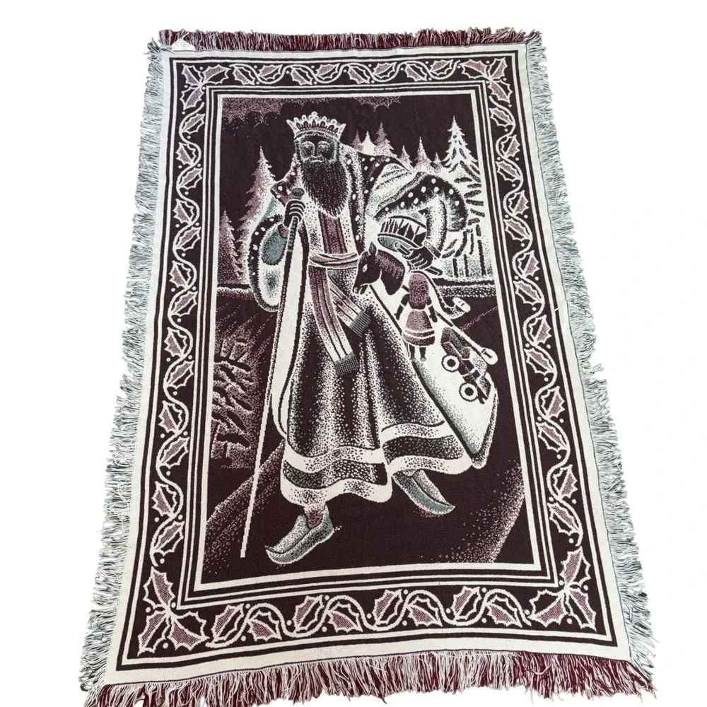 1991 Ltd Commodities Inc Old World Santa Papa Noelle Blanket Throw Tapestry